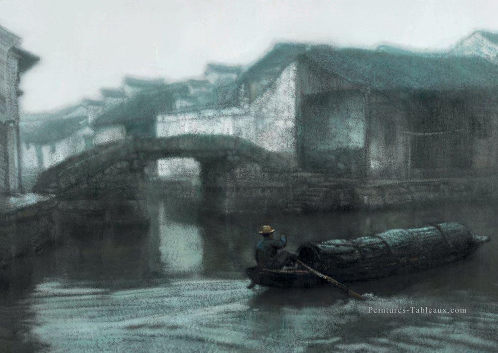 La ville de Zhou à l’aube Shanshui Paysage chinois Peintures à l'huile